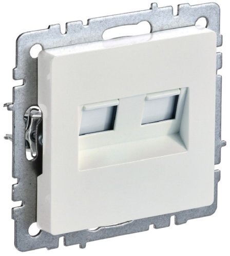 Розетка компьютерная без рамки IEK Brite РК10-2-БрЖ 2-м. RJ45+RJ45 5e жемчуг картинка